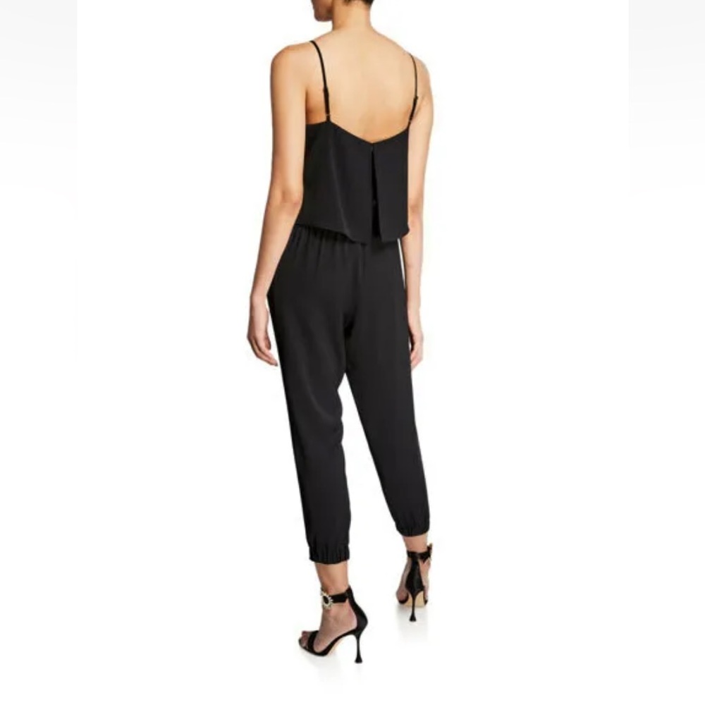 $298 Parker Black/White Color-block Frida Sleeveless Jogger Jumpsuit Size 12 - Picture 2 of 16